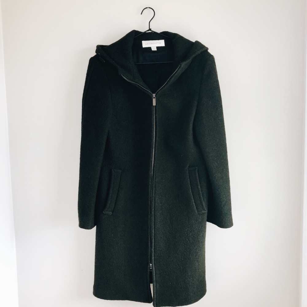 Liz Claiborne Dark Green Wool Winter Coat Size 4